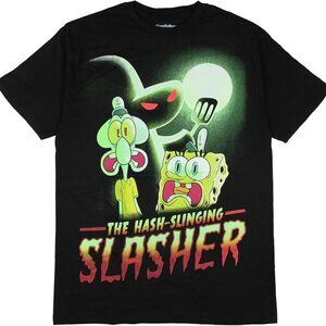 Spongebob Squarepants Mens The Hash-Slinging Slasher Black Shirt New